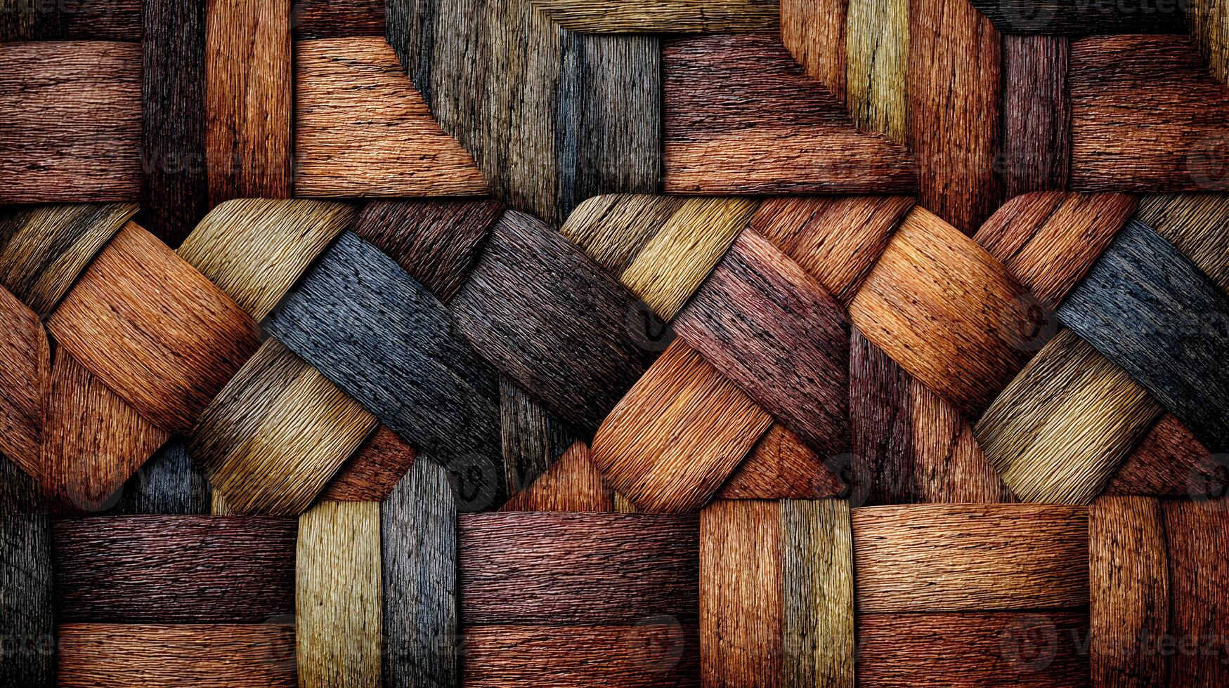 Detailed weaving pattern of interwoven natural fibers creates a warm textured background image element photo