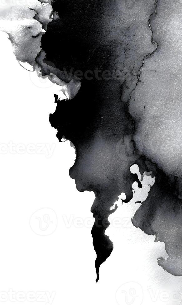 Ink painting captures the beauty and depth of black abstract watercolor art, creating texture and movement. This design is both simple and elegant. photo