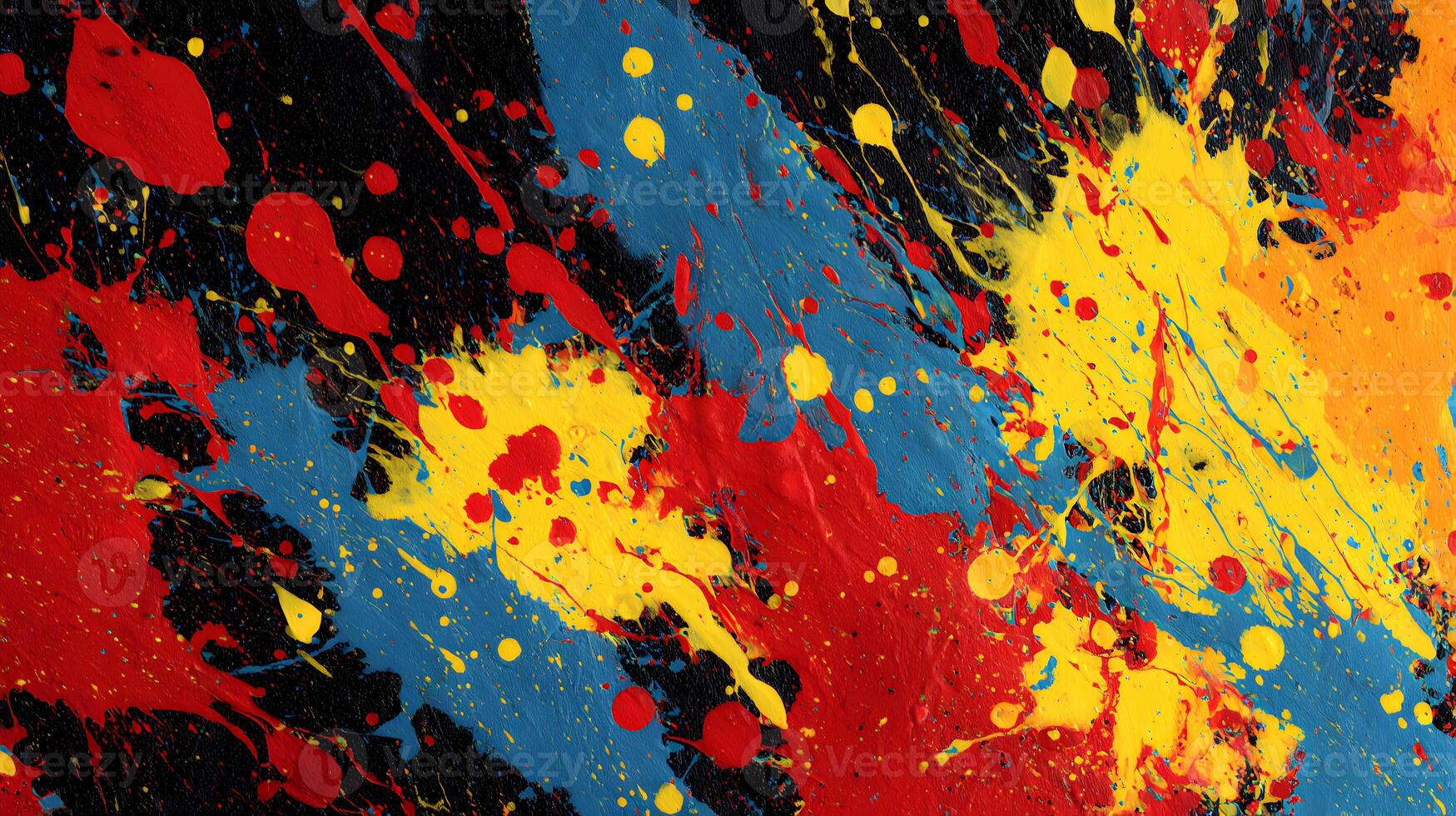 An energetic abstract expressionism showcasing a burst of vivid colors in a chaotic yet beautiful composition photo