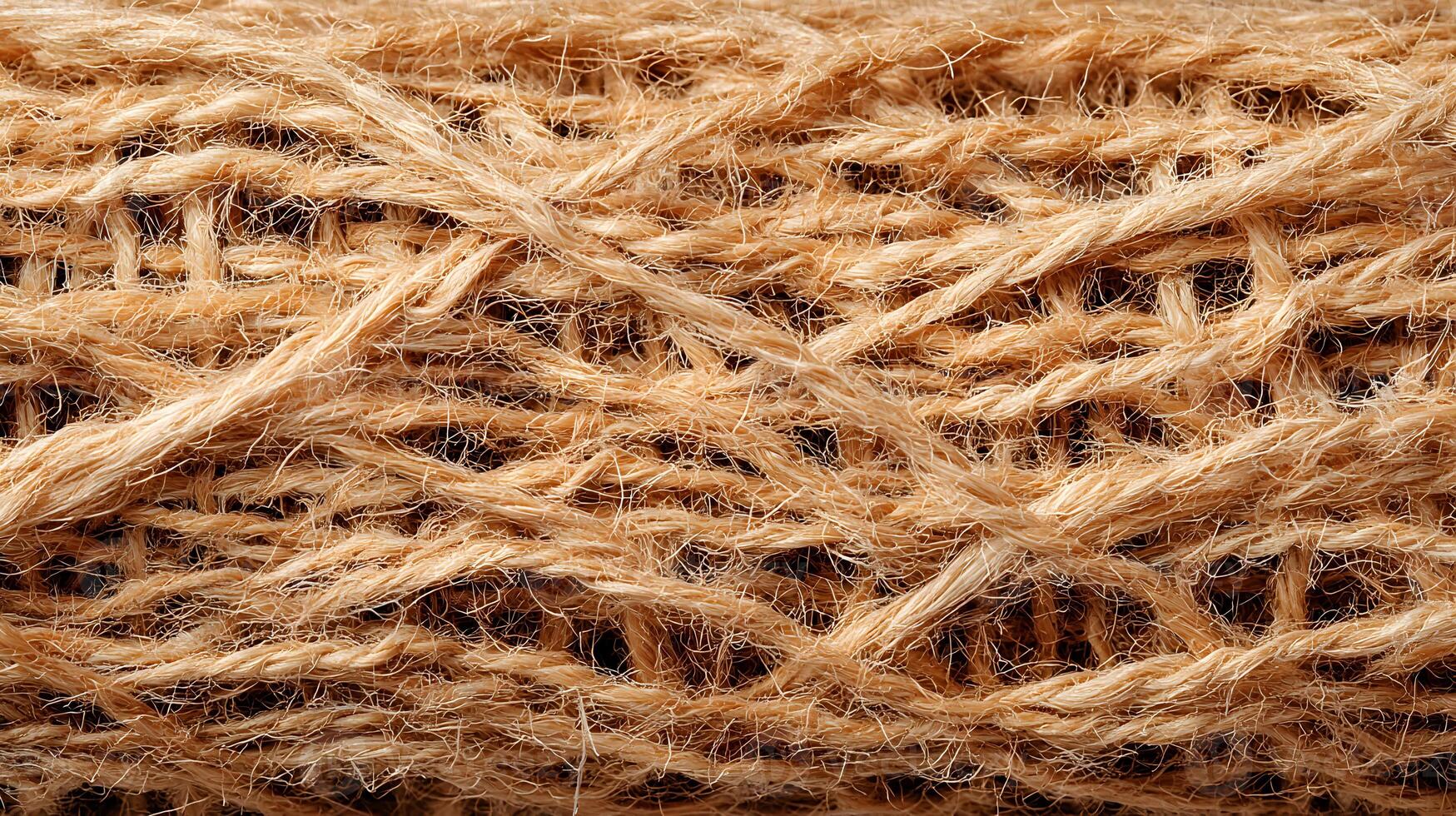Close up shot of a natural rope texture displaying intricate interweaving of fibers and details photo