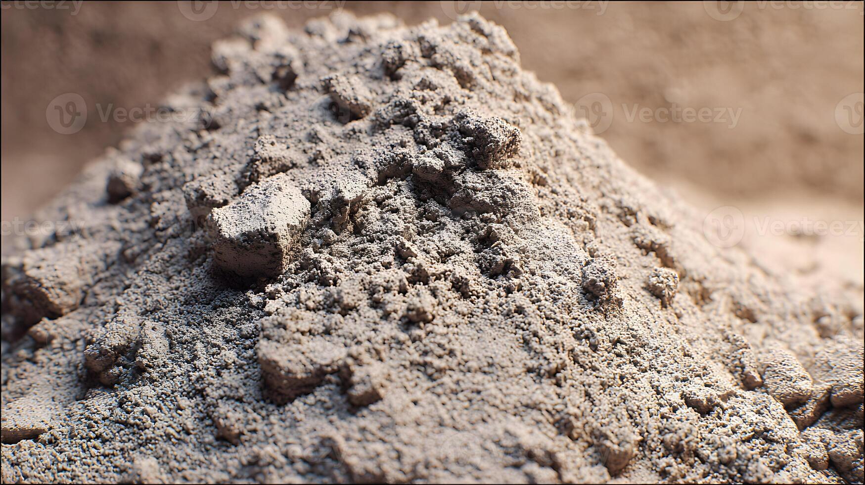 Pile of grainy earthy material resembling dry soil or sand in a close up studio shot photo