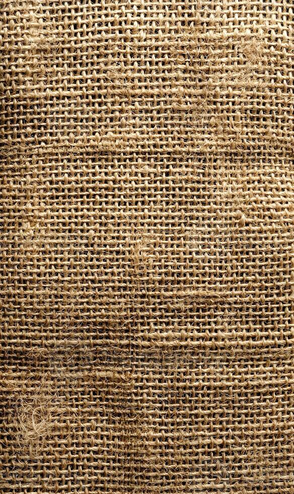 Detailed close up of natural burlap fabric creating a rustic woven texture offering a warm earthy tone and tactile appeal photo