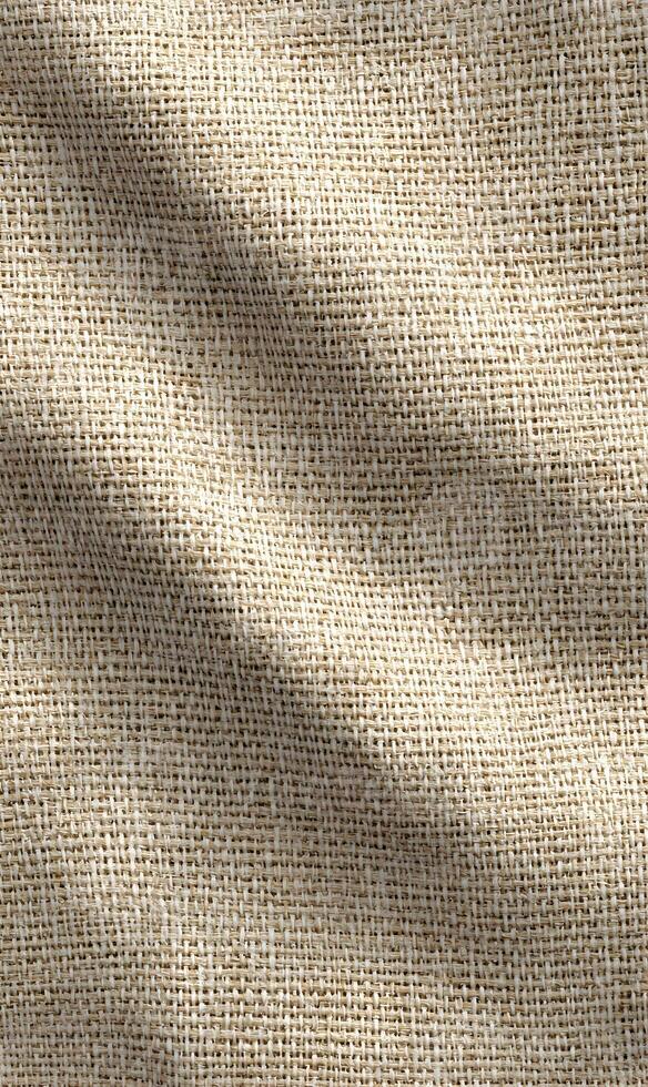 Warm tones of a natural burlap fabric with its rough texture create a rustic and comforting atmosphere photo