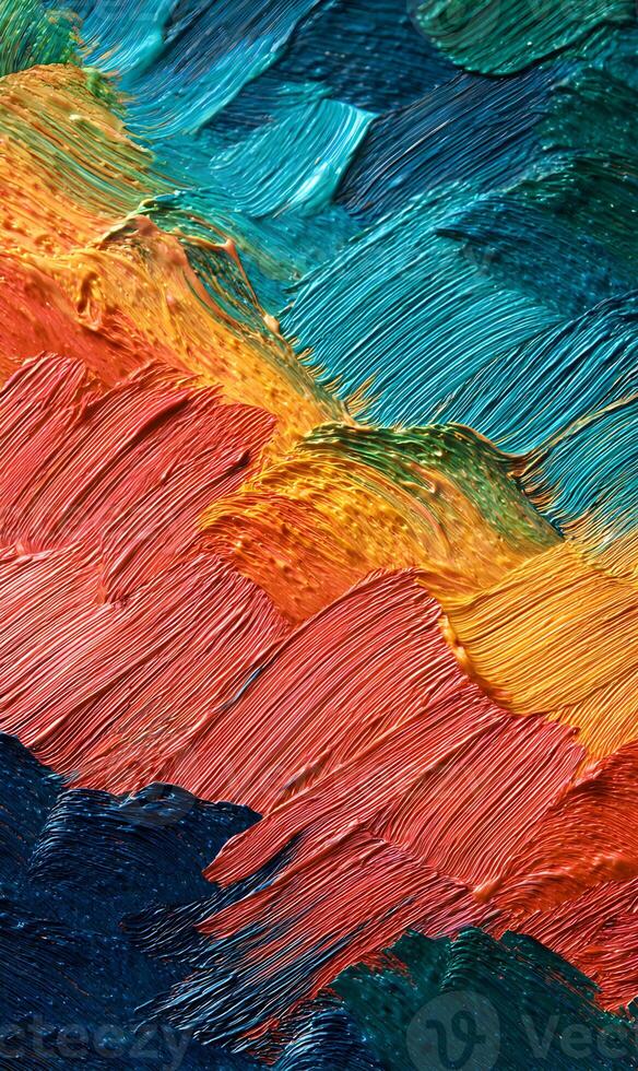 Vibrant strokes of color create a dynamic texture abstract expressionist painting surface design and background art photo
