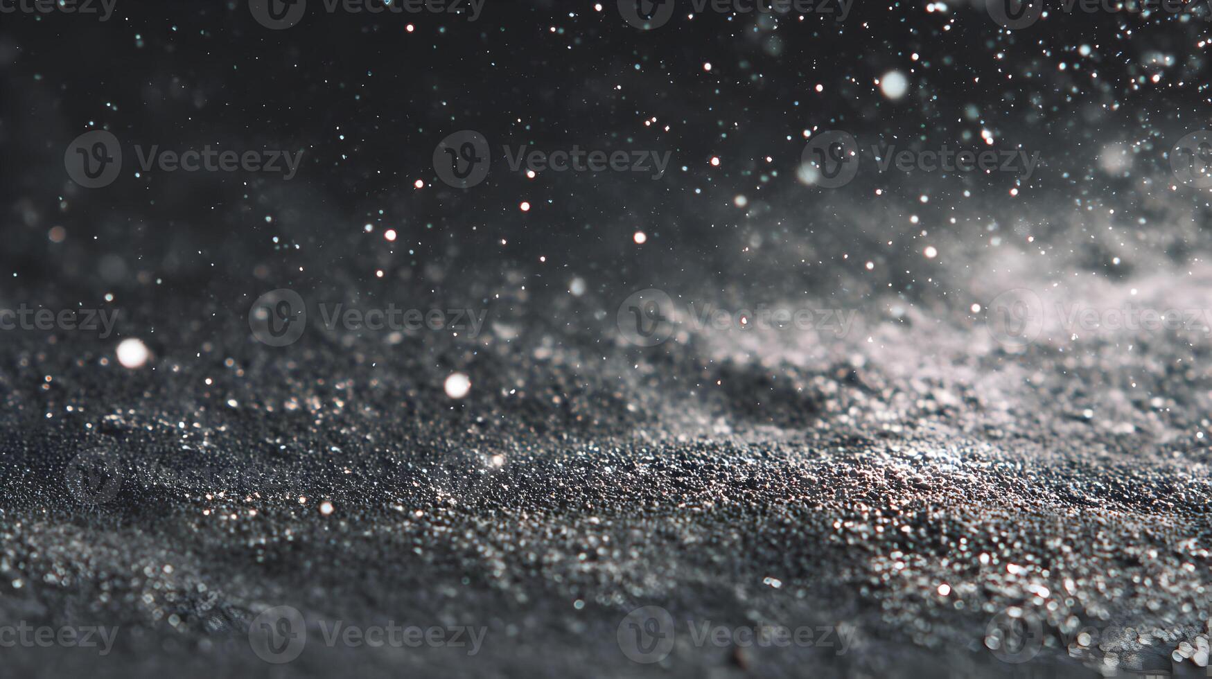 Abstract shimmering background with sparkling light reflecting from dark grainy material surface photo
