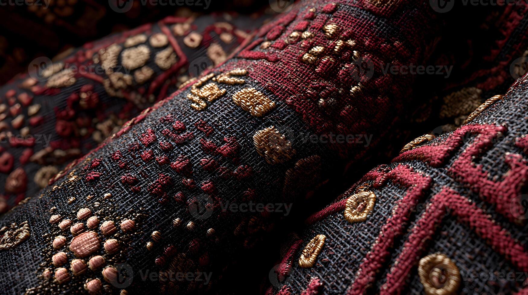 Intricate patterns unfold across luxurious fabrics, creating a tapestry of textures and colors to captivate photo