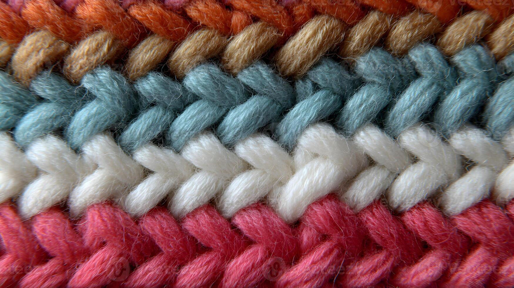 A vibrant close up showcases intricate patterns of knitted wool yarn creating a textured backdrop photo