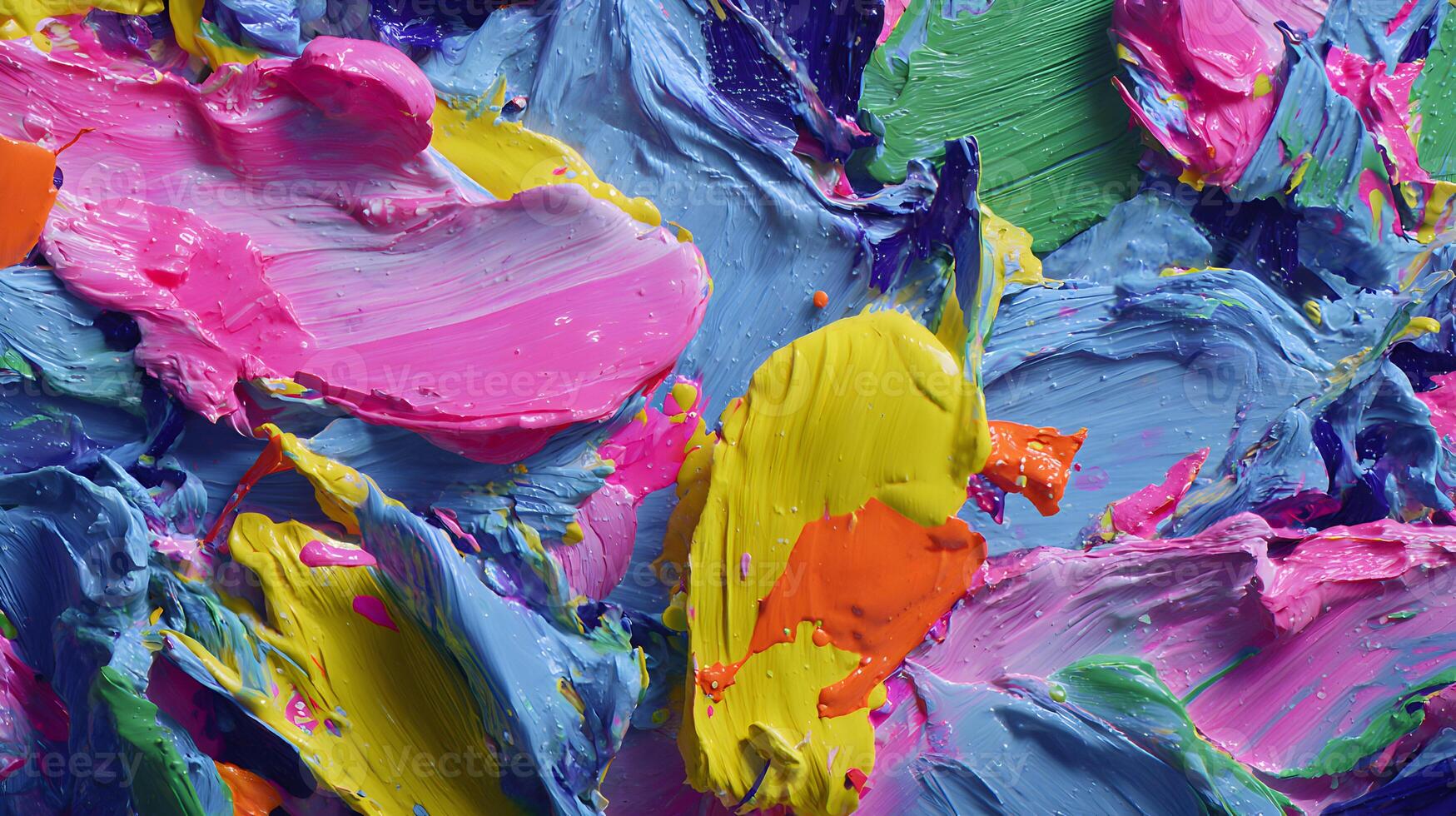 Abstract macro shot of vibrant acrylic paint textures creates an eye catching artistic background effect photo