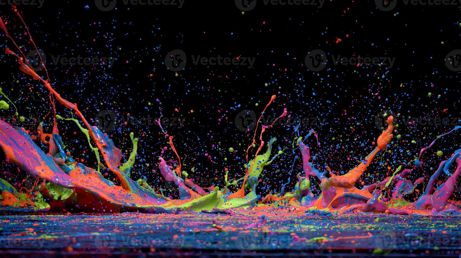 Spectacular vibrant paint splash in midair frozen in time with a dark background art photo