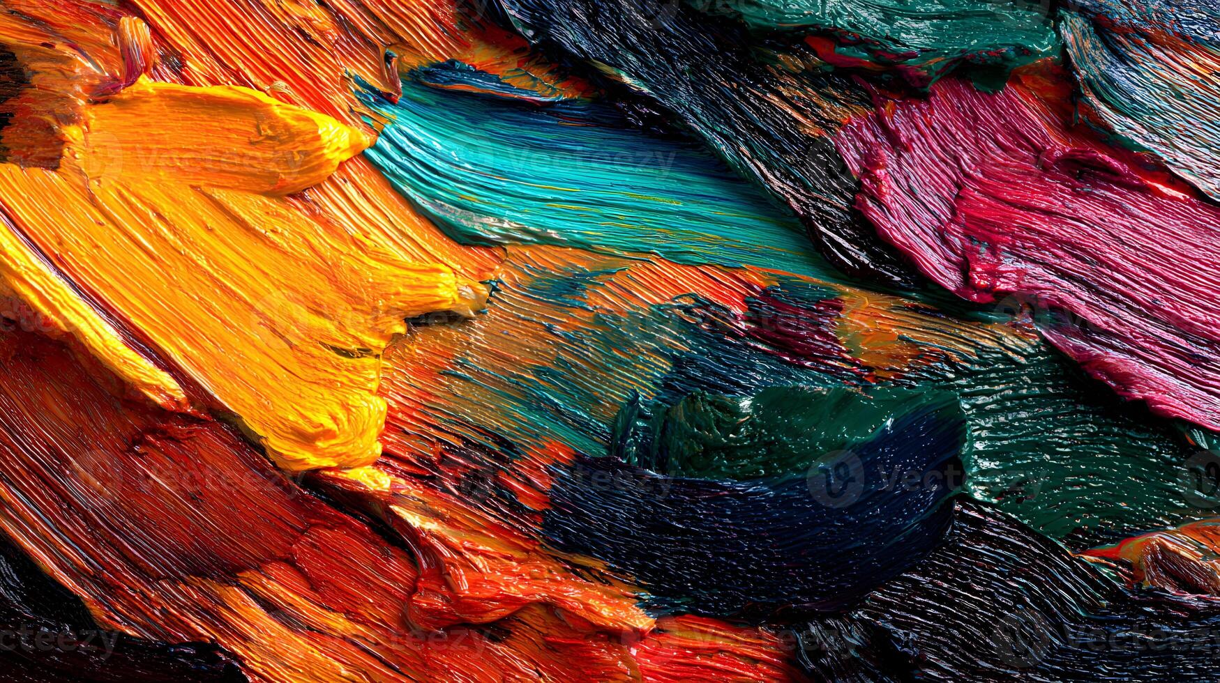 Textured abstract painting with vibrant colors and rich impasto a close up art expression photo