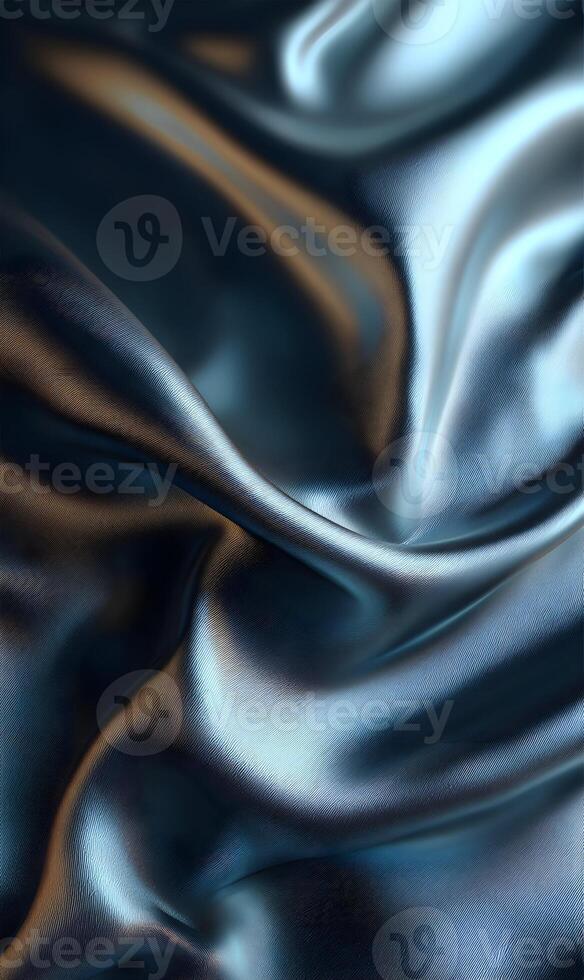 Abstract iridescent liquid metal material with smooth flowing waves creating a modern futuristic background texture photo