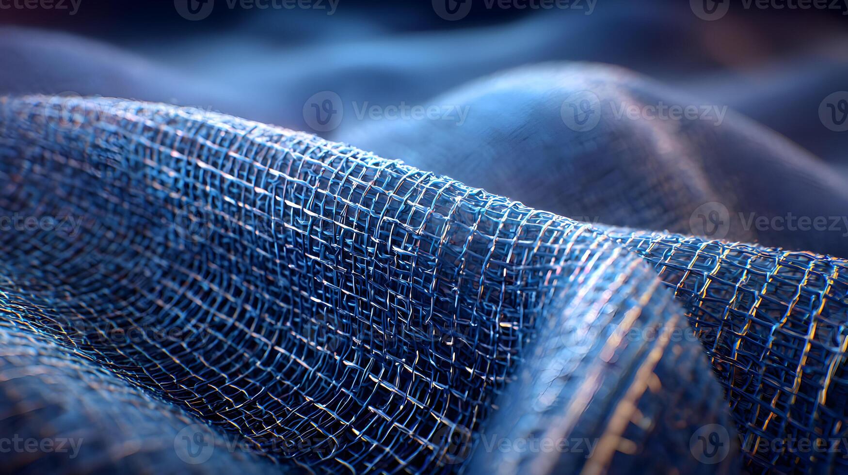 Abstract shimmering texture of blue net fabric creating visual interest and modern elegance photo