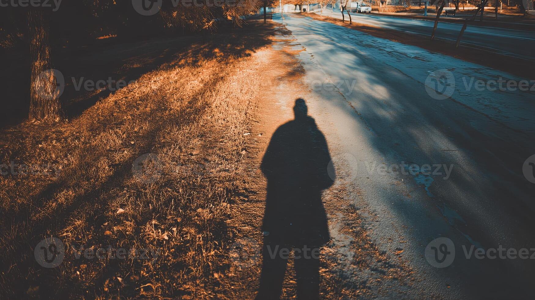Person Walking Down Snowy Road photo