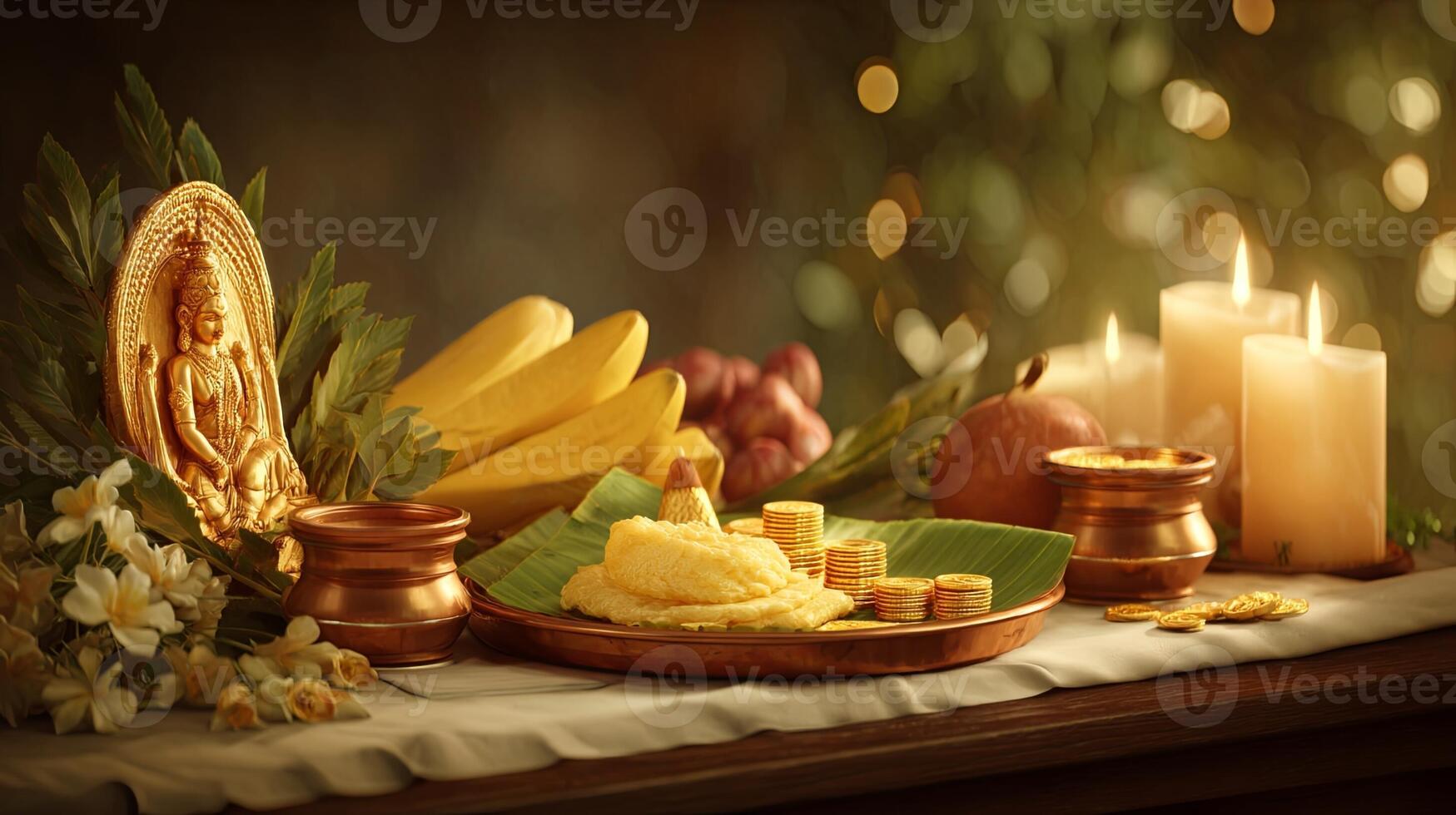 Cozy Dinner Setting with Food and Candles photo