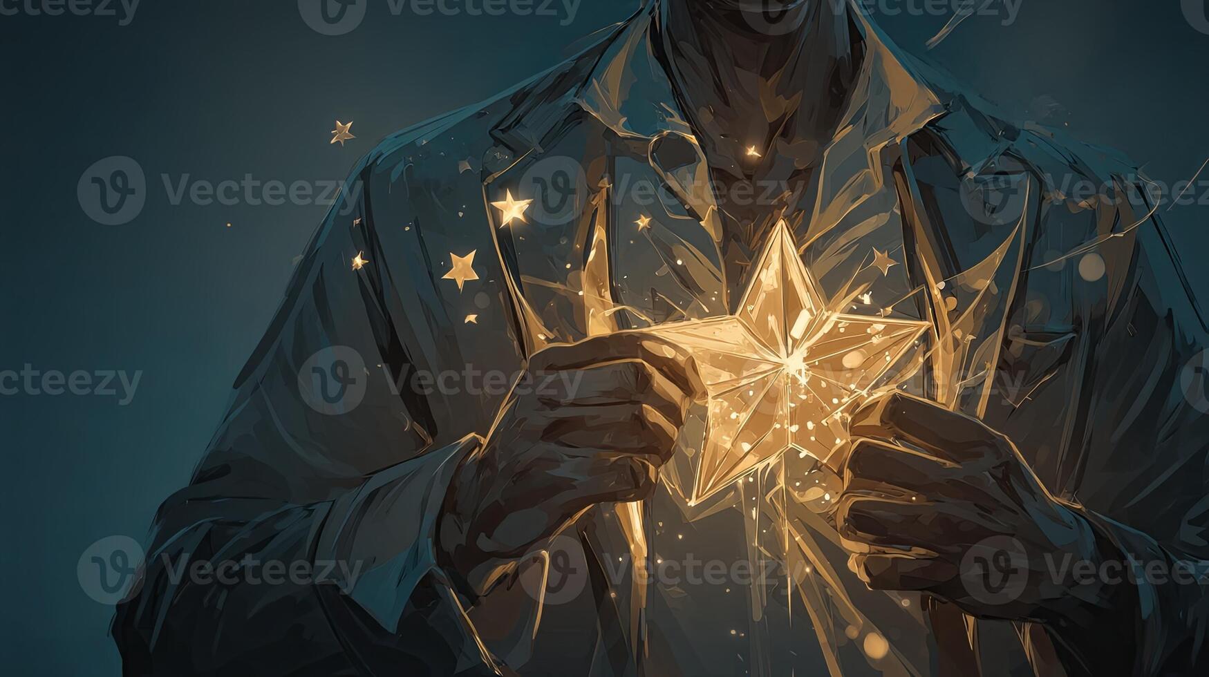 Man Holding Star - Bright Celestial Concept Image photo