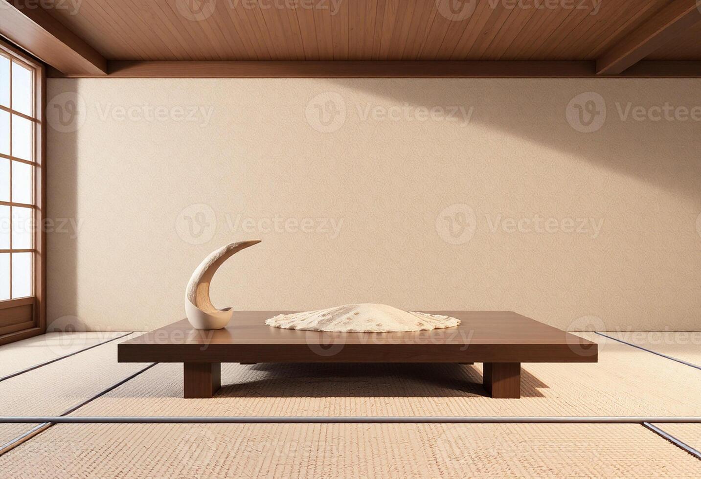 A room with a table and a window photo