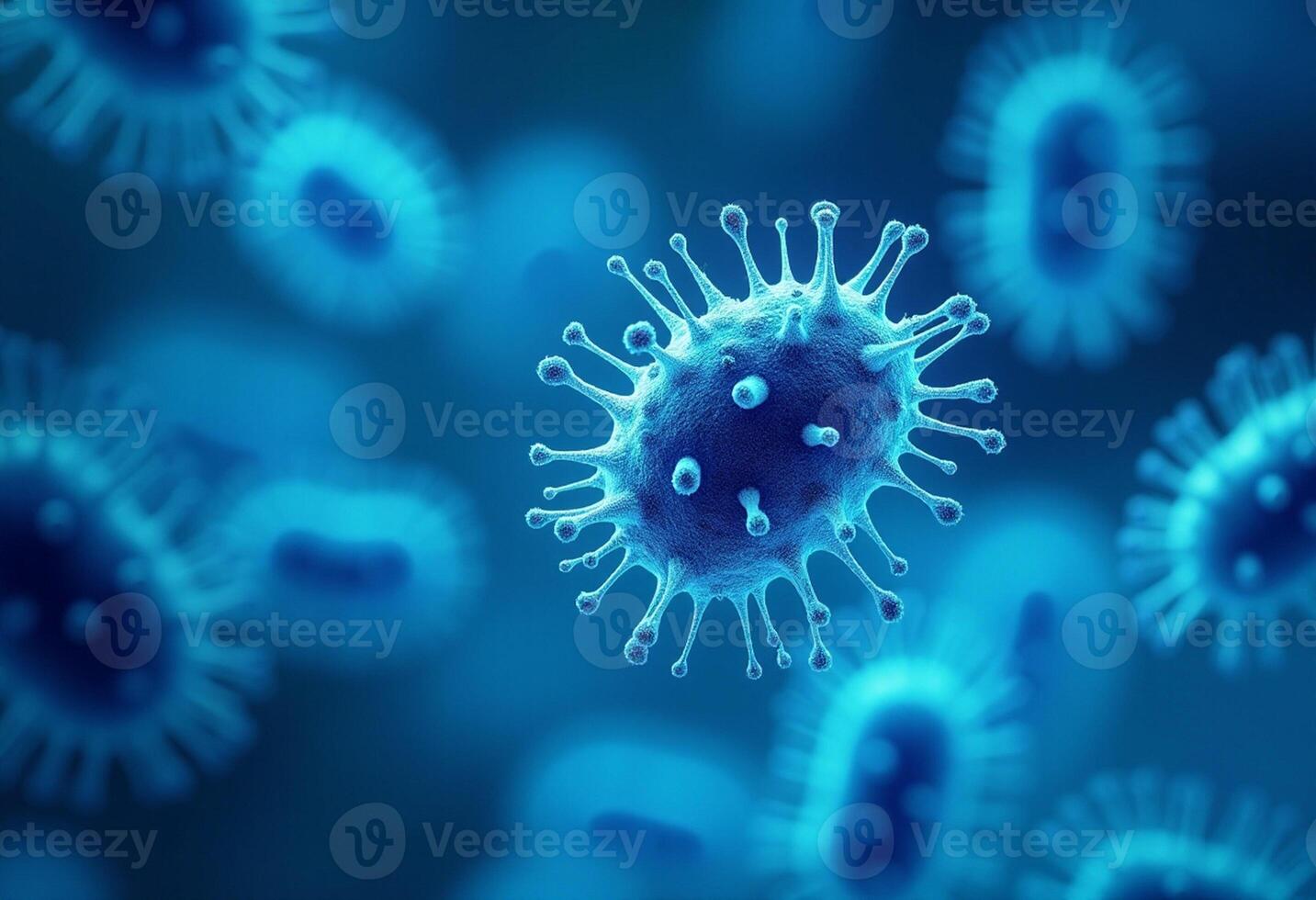 A close up of a virus in a blue background photo