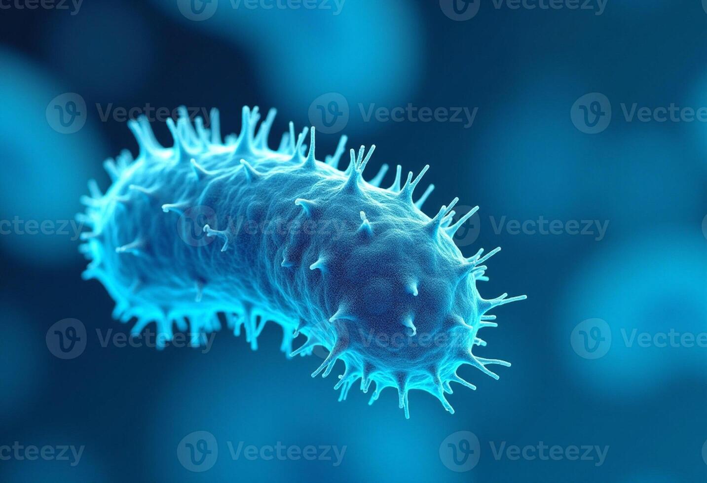 A close up of a bacteria that is on a blue background photo
