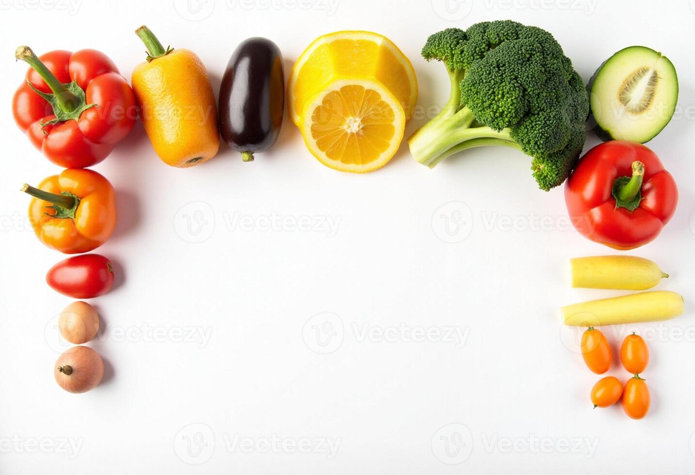 A group of vegetables arranged in a square shape photo