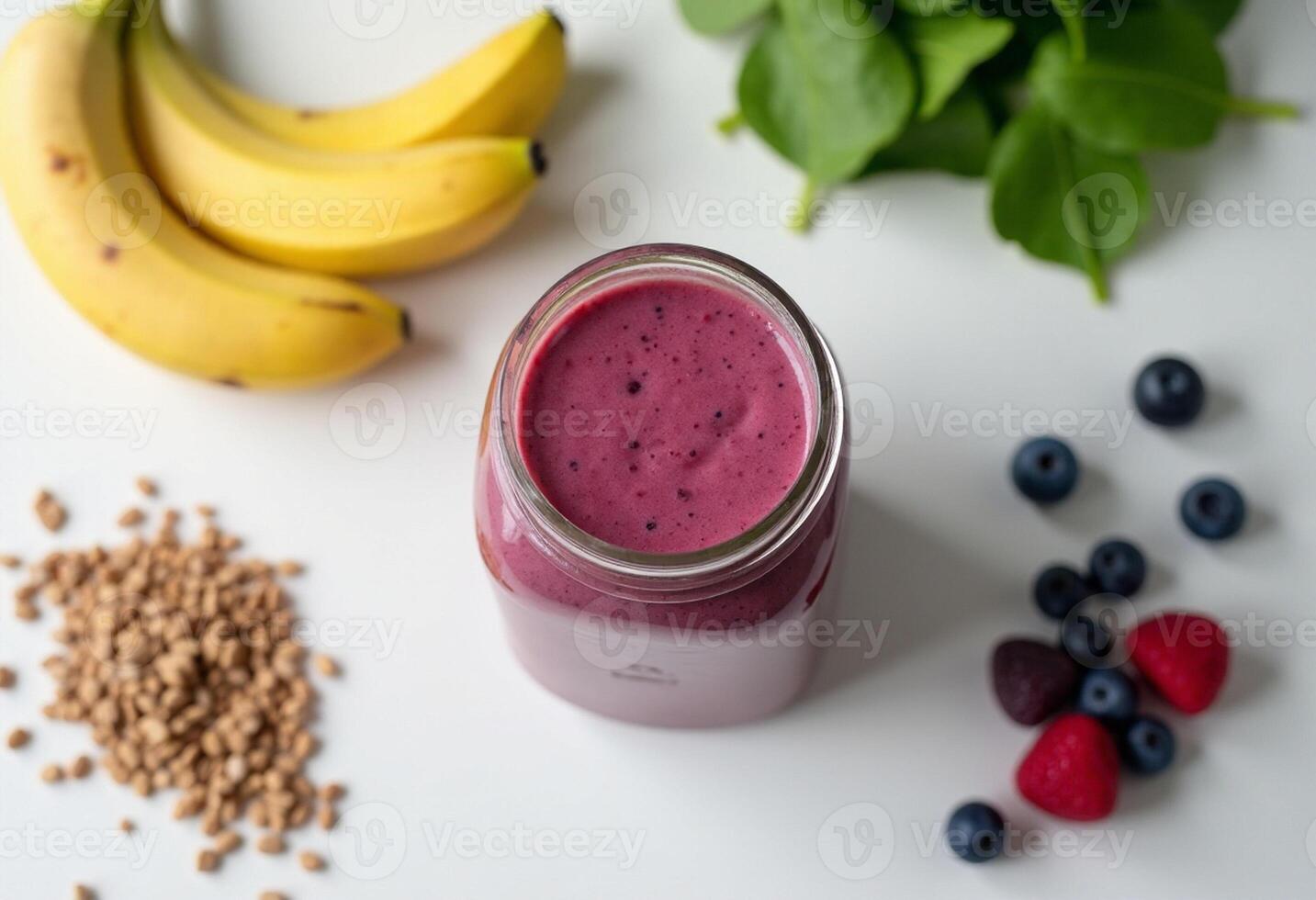 Smoothie with berries and banana photo