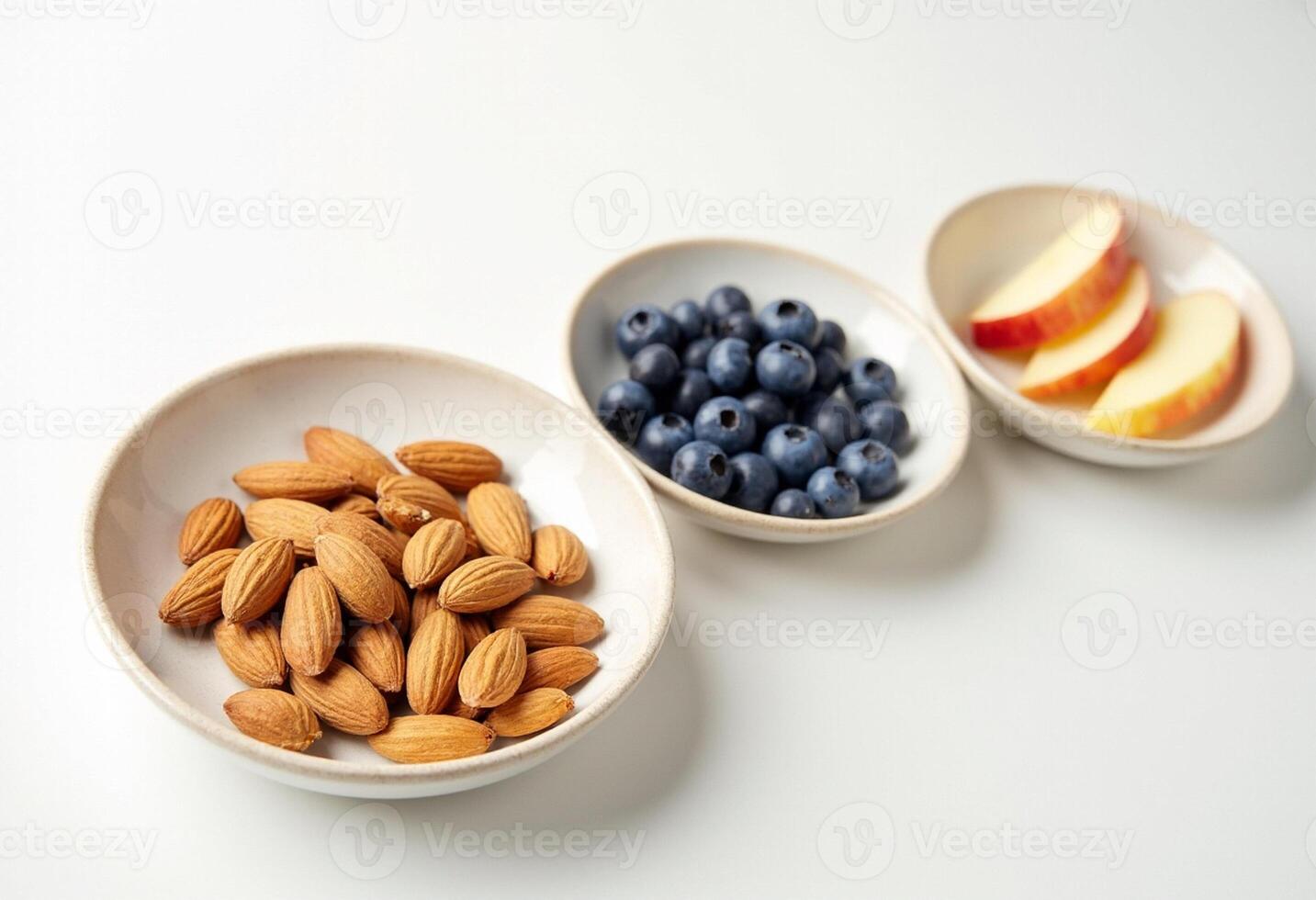 Apple Slices, Almonds, and Berries Flat Lay photo