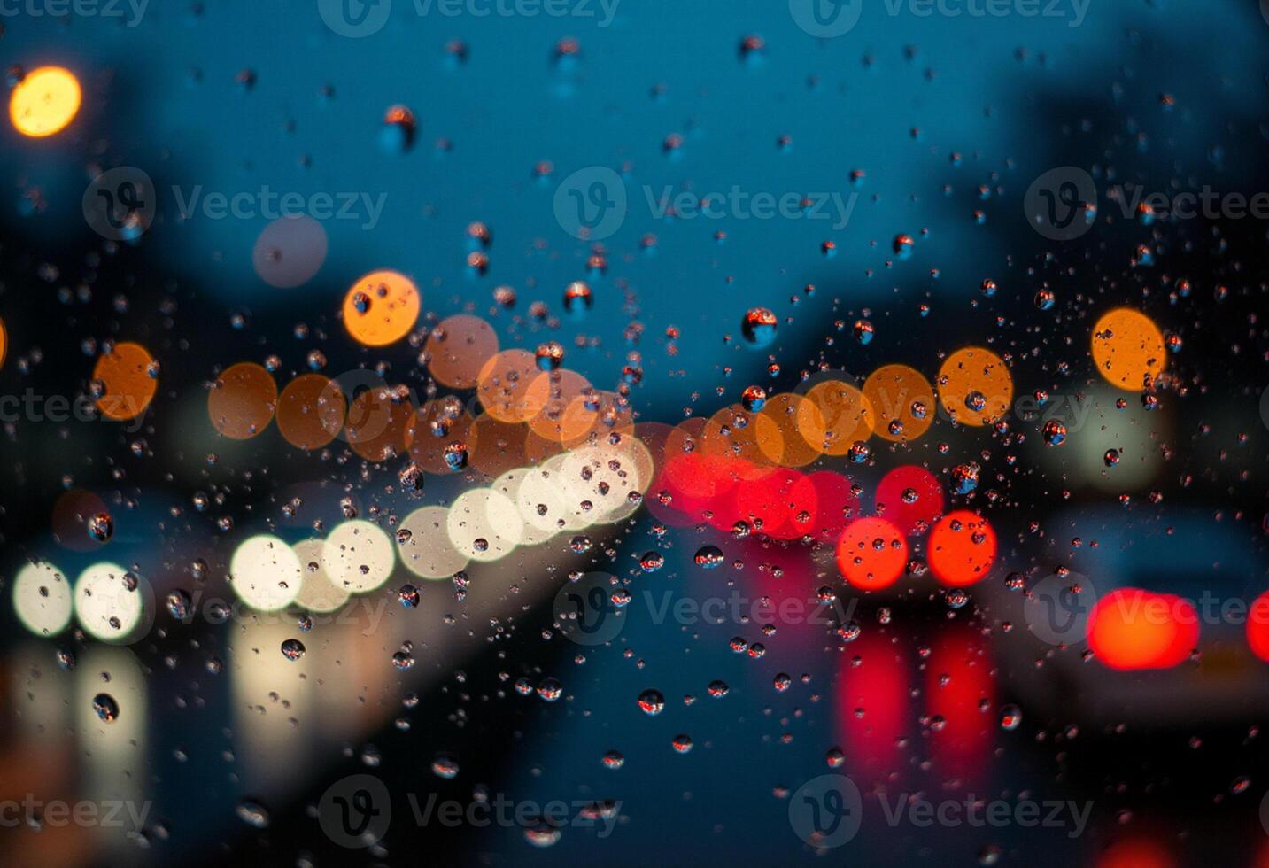 Wet Car Window and City Bokeh photo