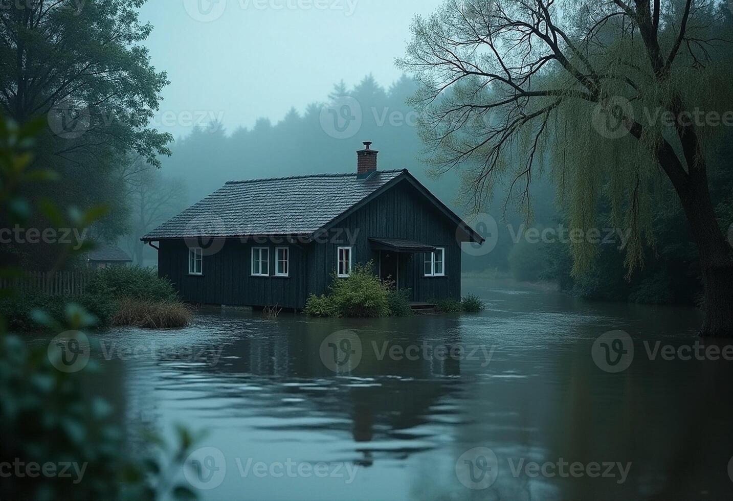 Flood Reflections Under Gray Skies photo