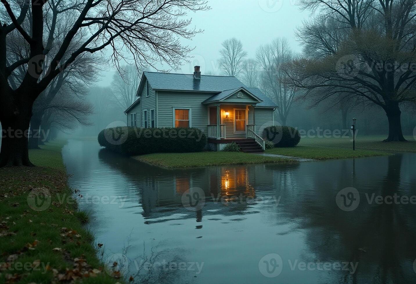 Evening Flood Near Riverside Home photo