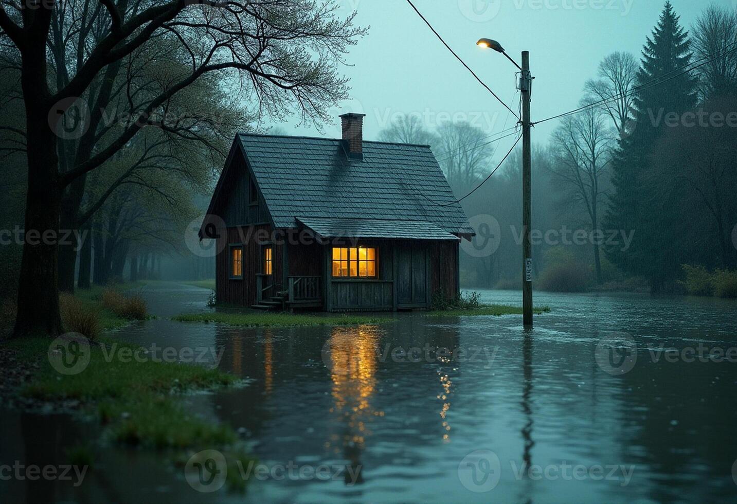 Flood Reflection with Bare Trees photo