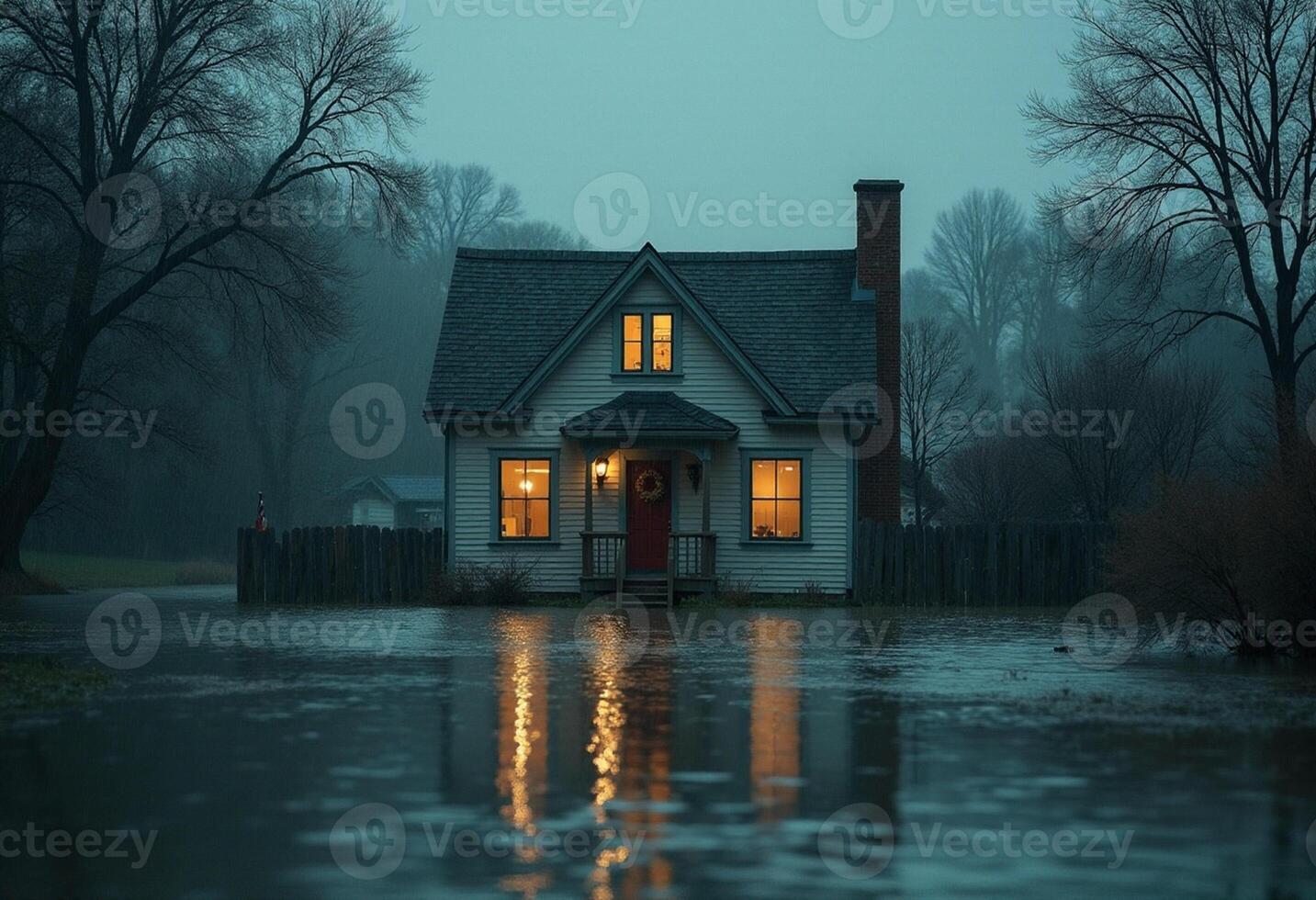 Night Flood Scene with Reflection photo
