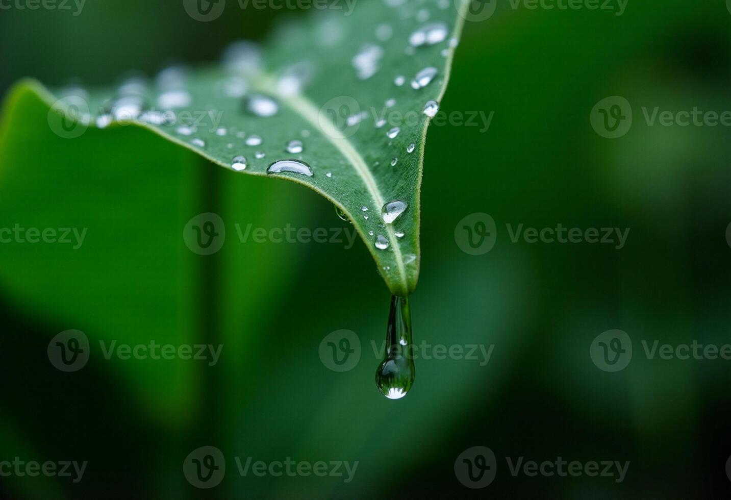 A drop of water is on a leaf photo