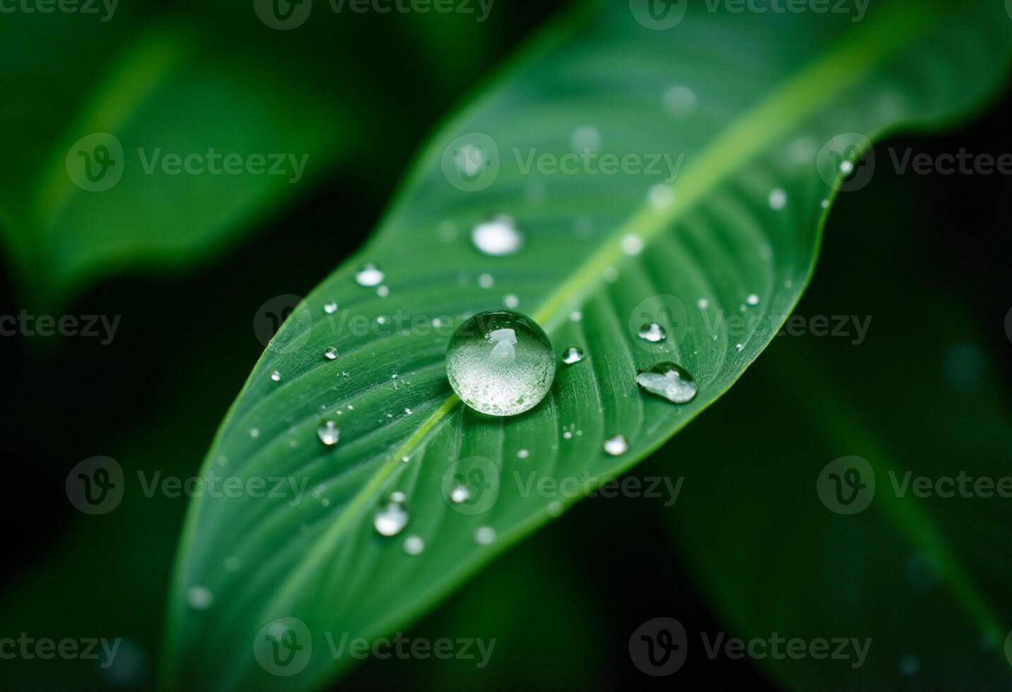 Natural Pattern of Leaf and Water Beads photo