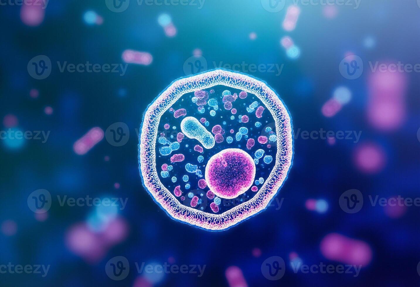 Microscopic Cell Cluster in Light Scene photo