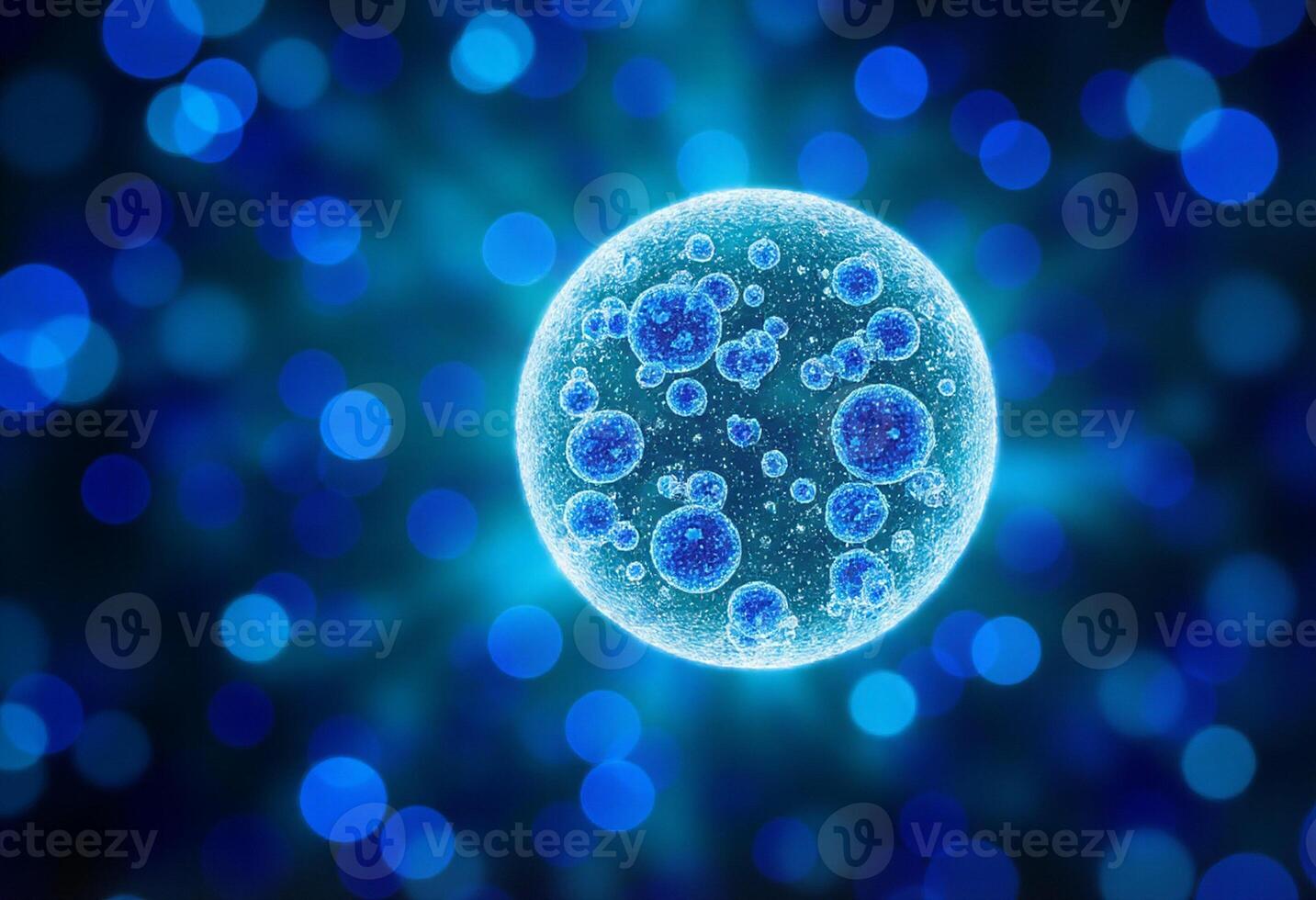 A cell with blue bubbles on it photo