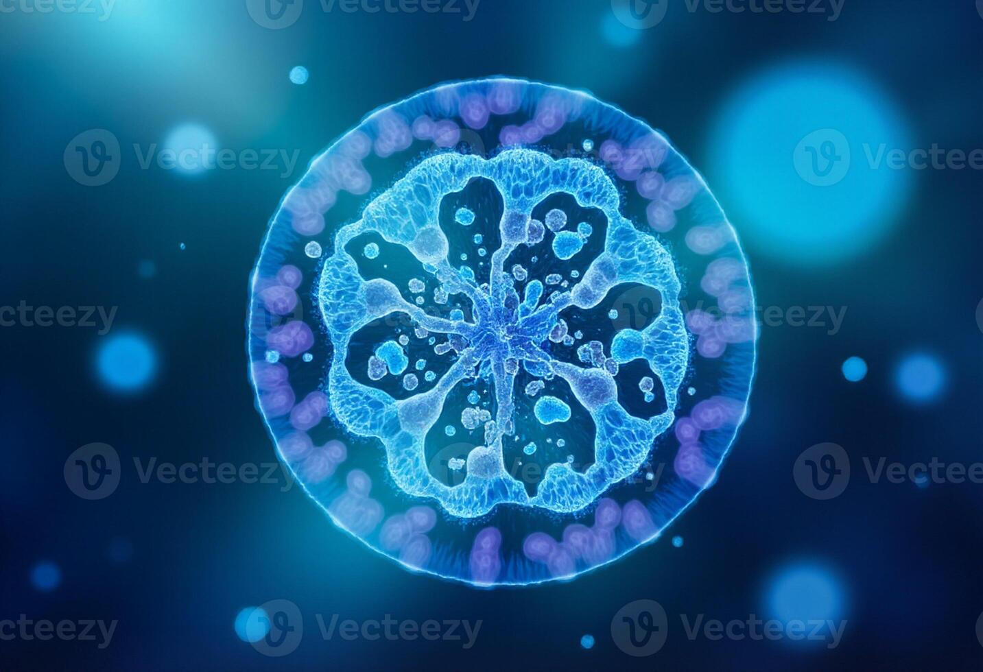 A blue cell with a circular shape on it photo