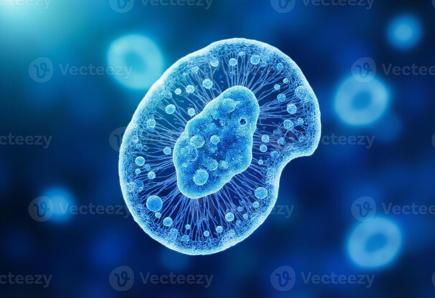 Floating Cell Membrane in Blue Light photo
