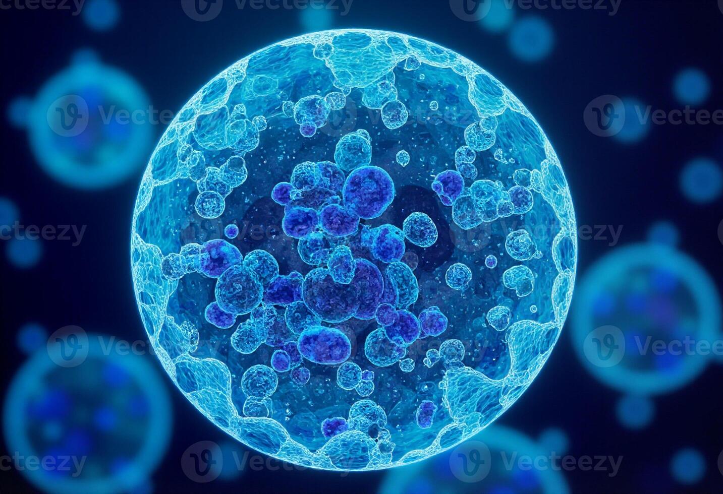 A cell with blue bubbles and bubbles photo