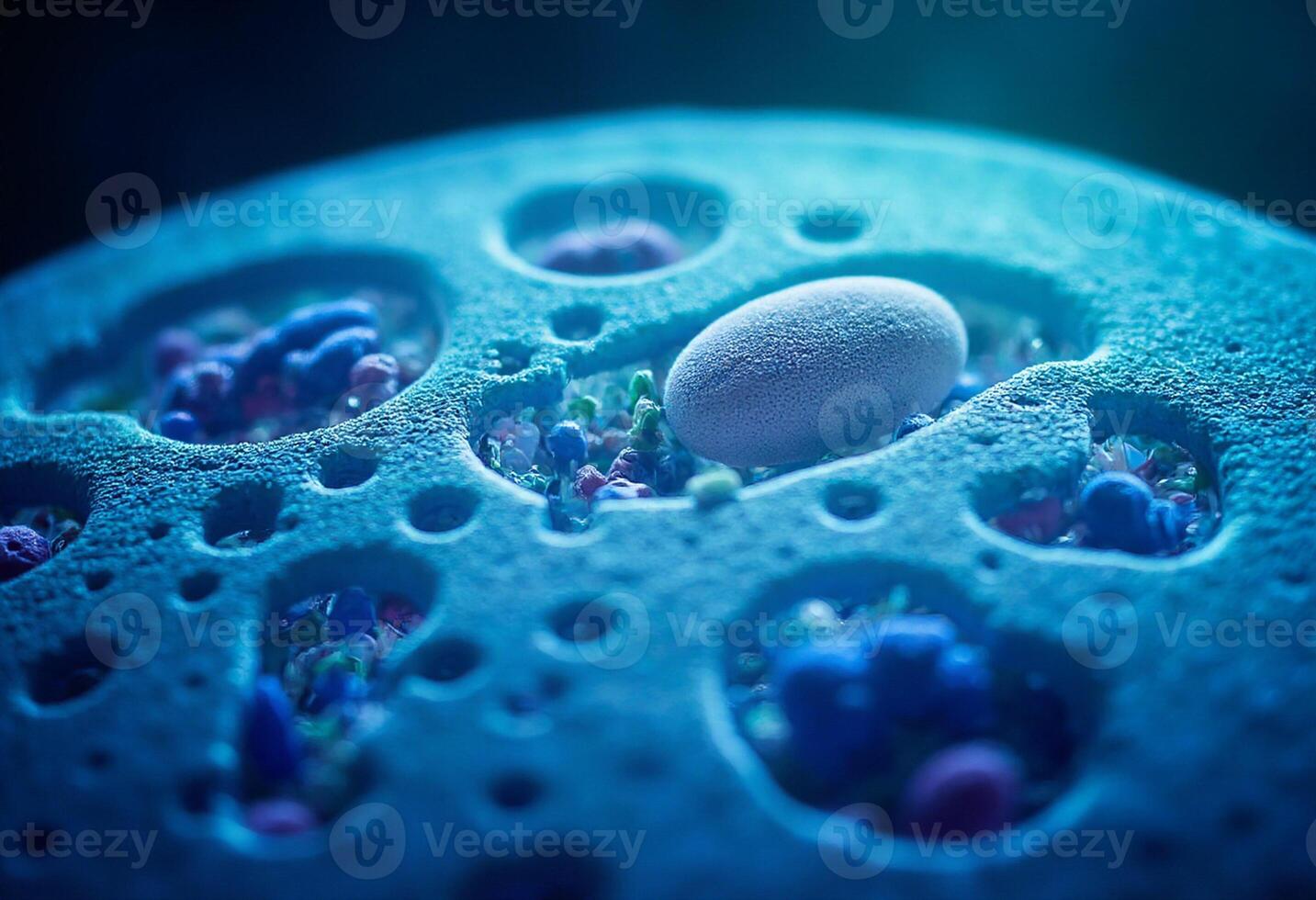 A cell with a white egg inside photo