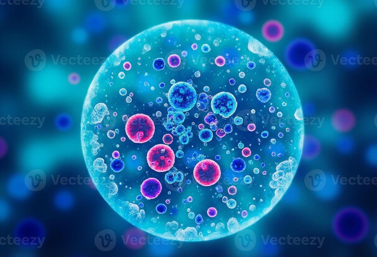 Microscopic Cluster with Neon Glow photo