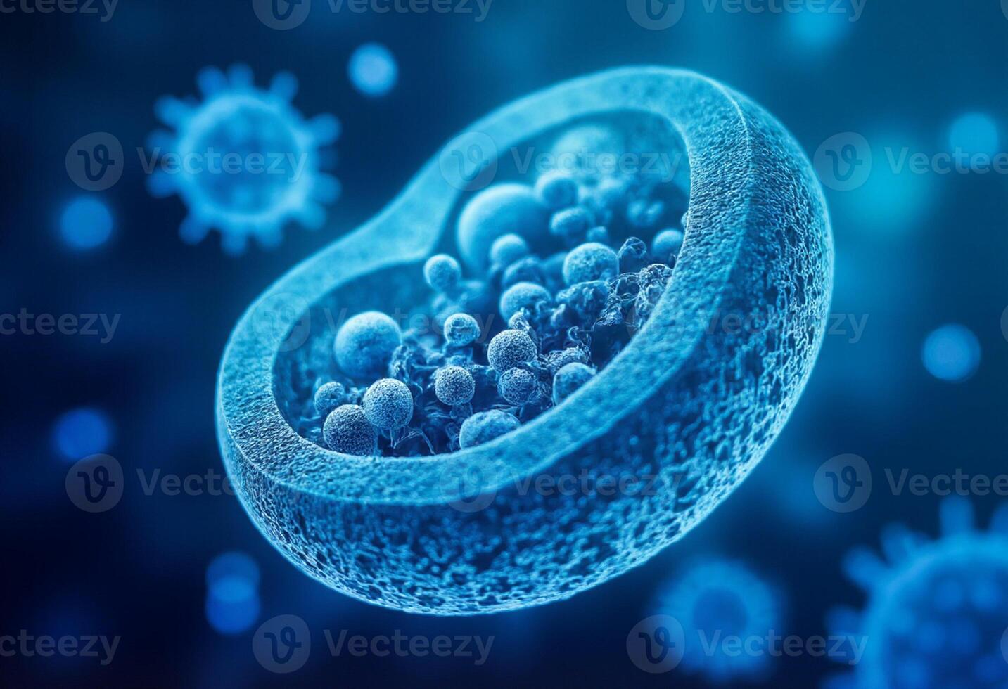 A cell with many viruses on it photo