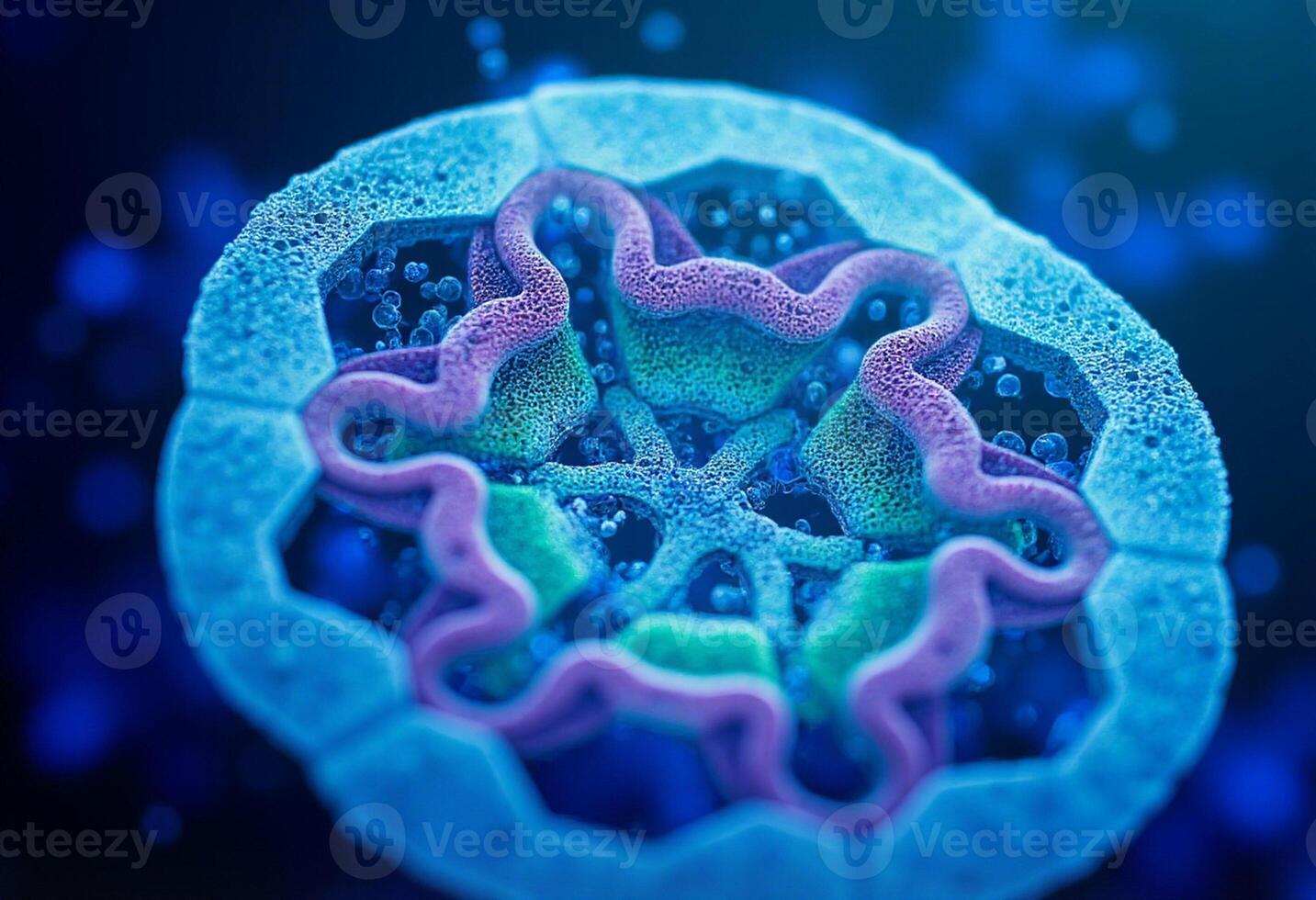 A close up of a cell structure photo