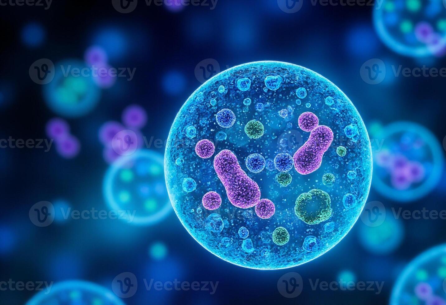 Floating Cells in Vivid Blue photo