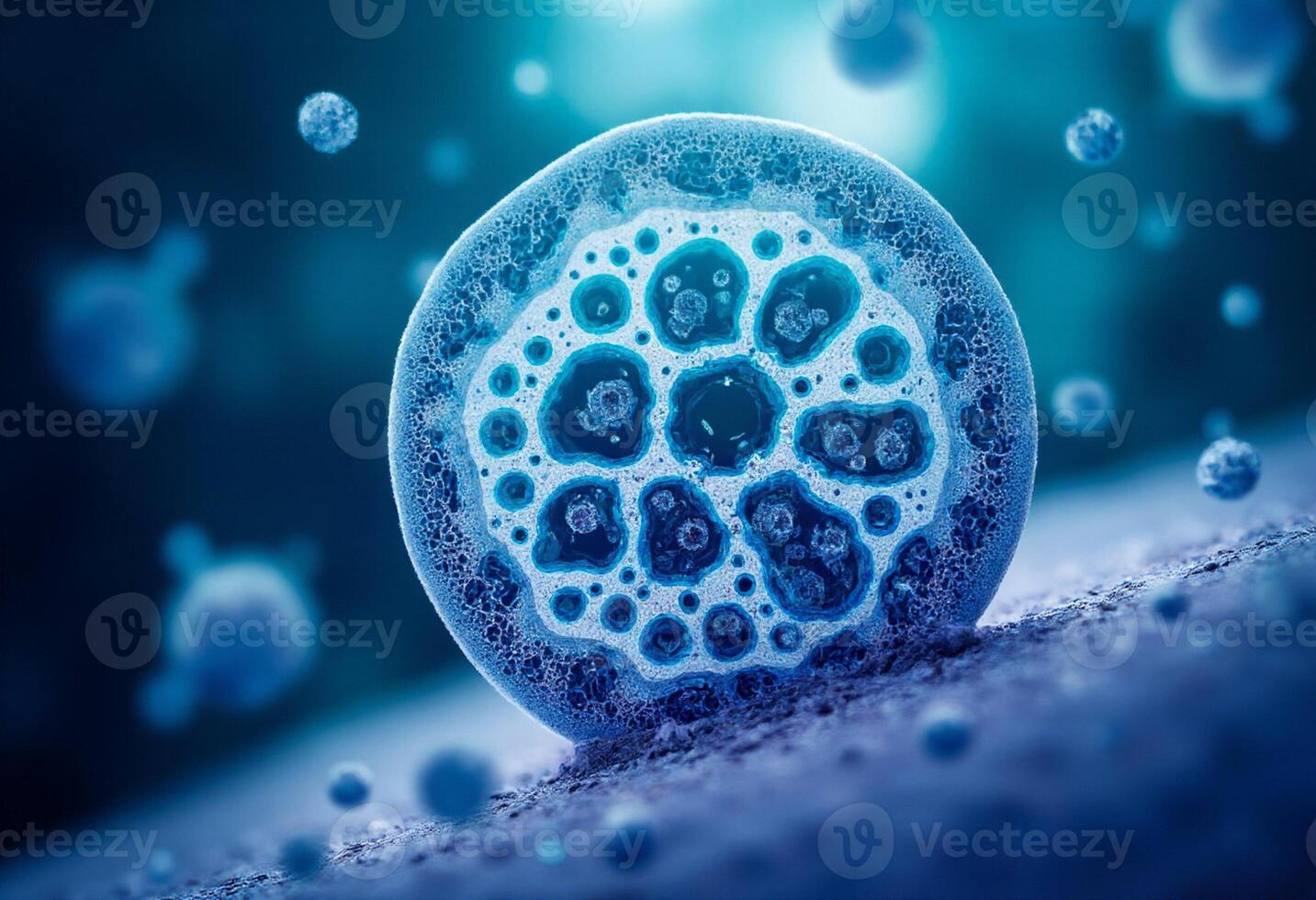 A close up of a cell with bubbles photo