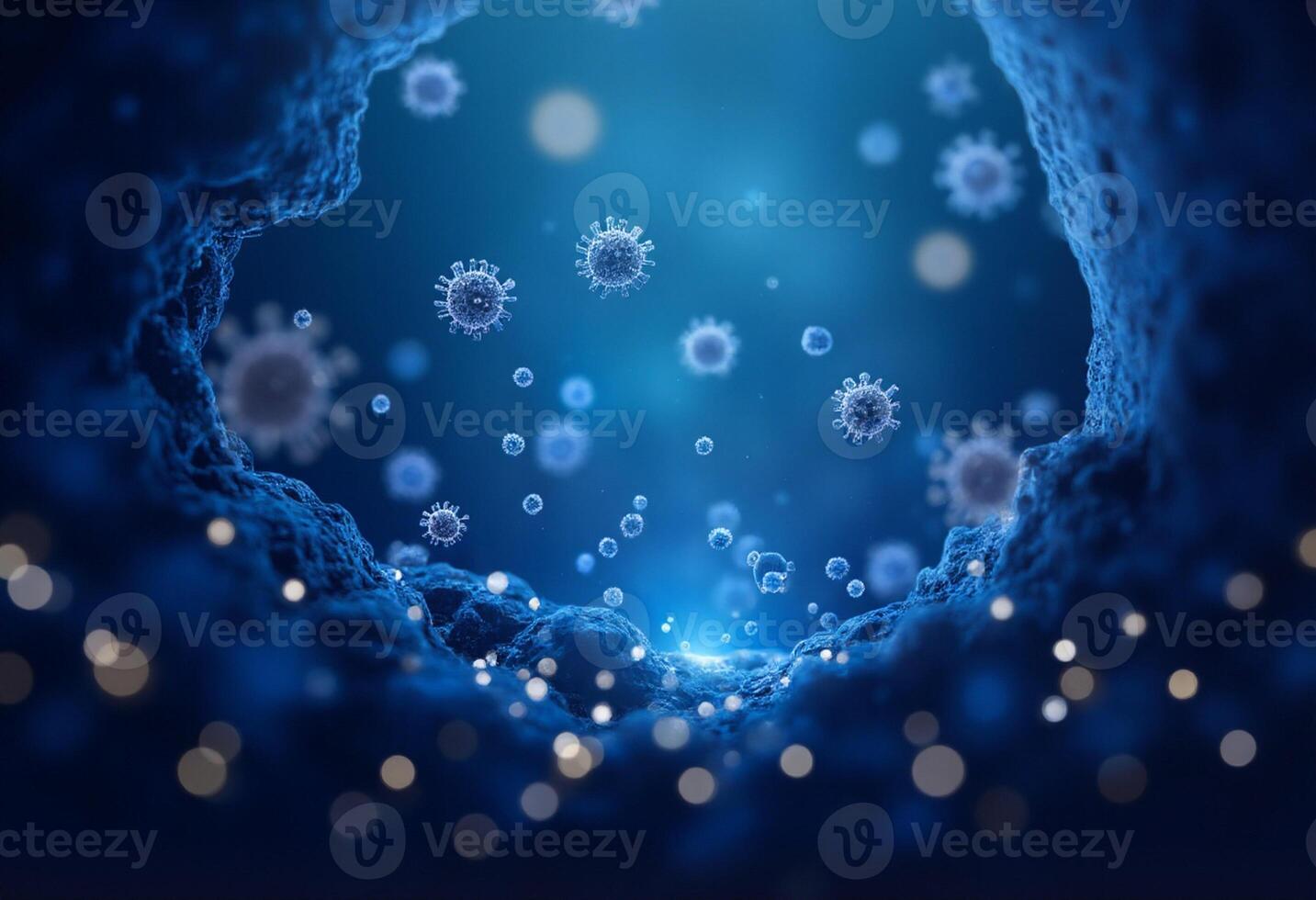 Virus Cells Clustered on Dark Gradient photo