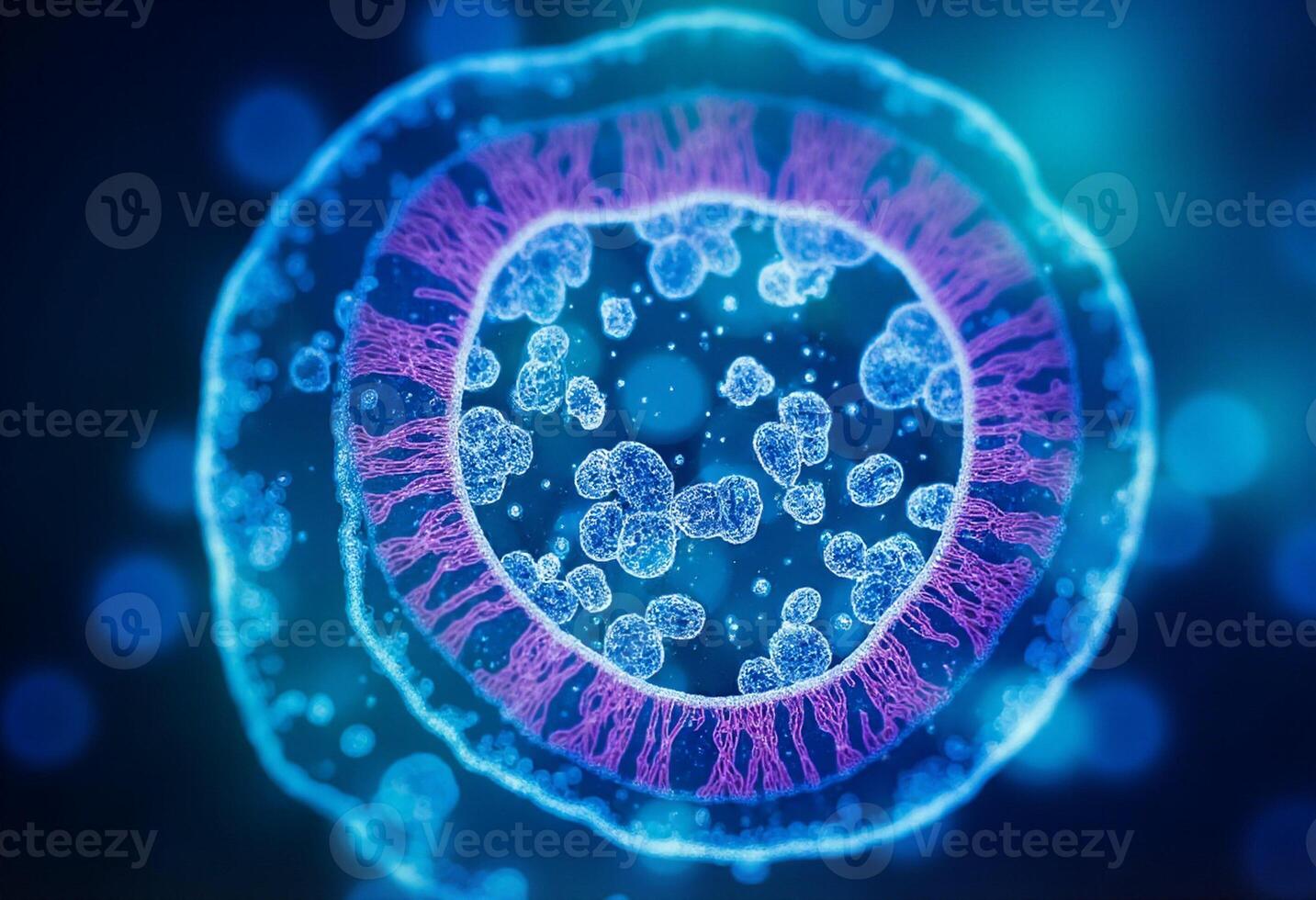 Rotating Pathogen Structure in Blue Light photo