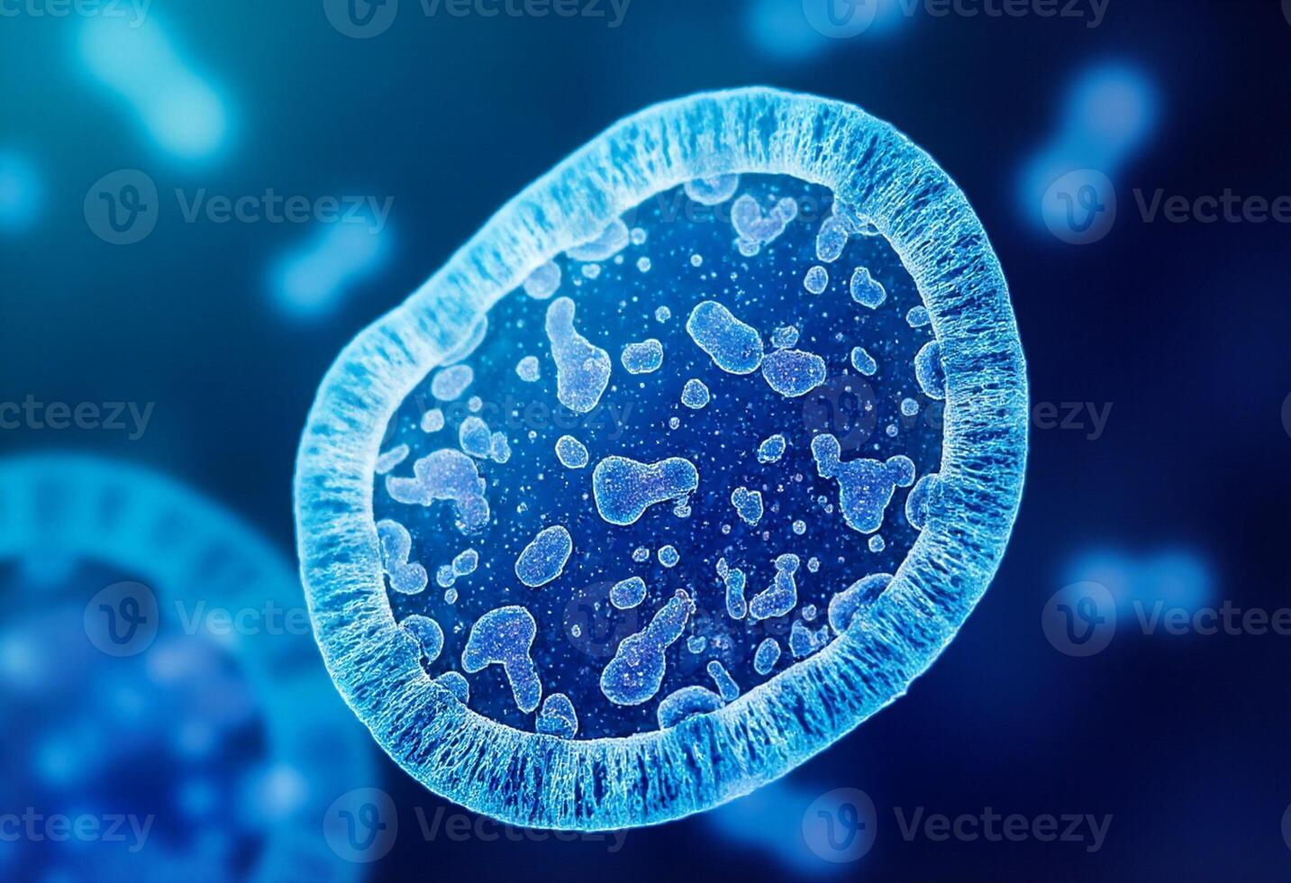 Glowing Blue Organisms in Motion photo