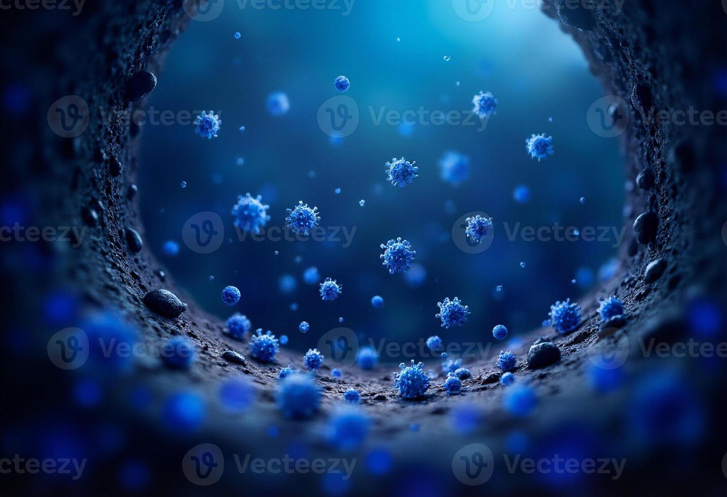 Blue viruses in a tunnel photo