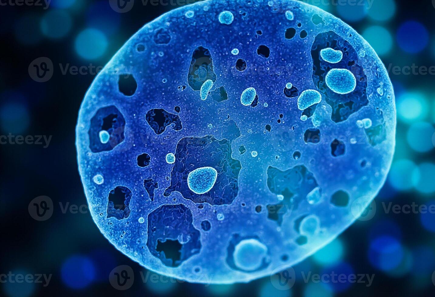 A cell with bubbles and blue lights photo