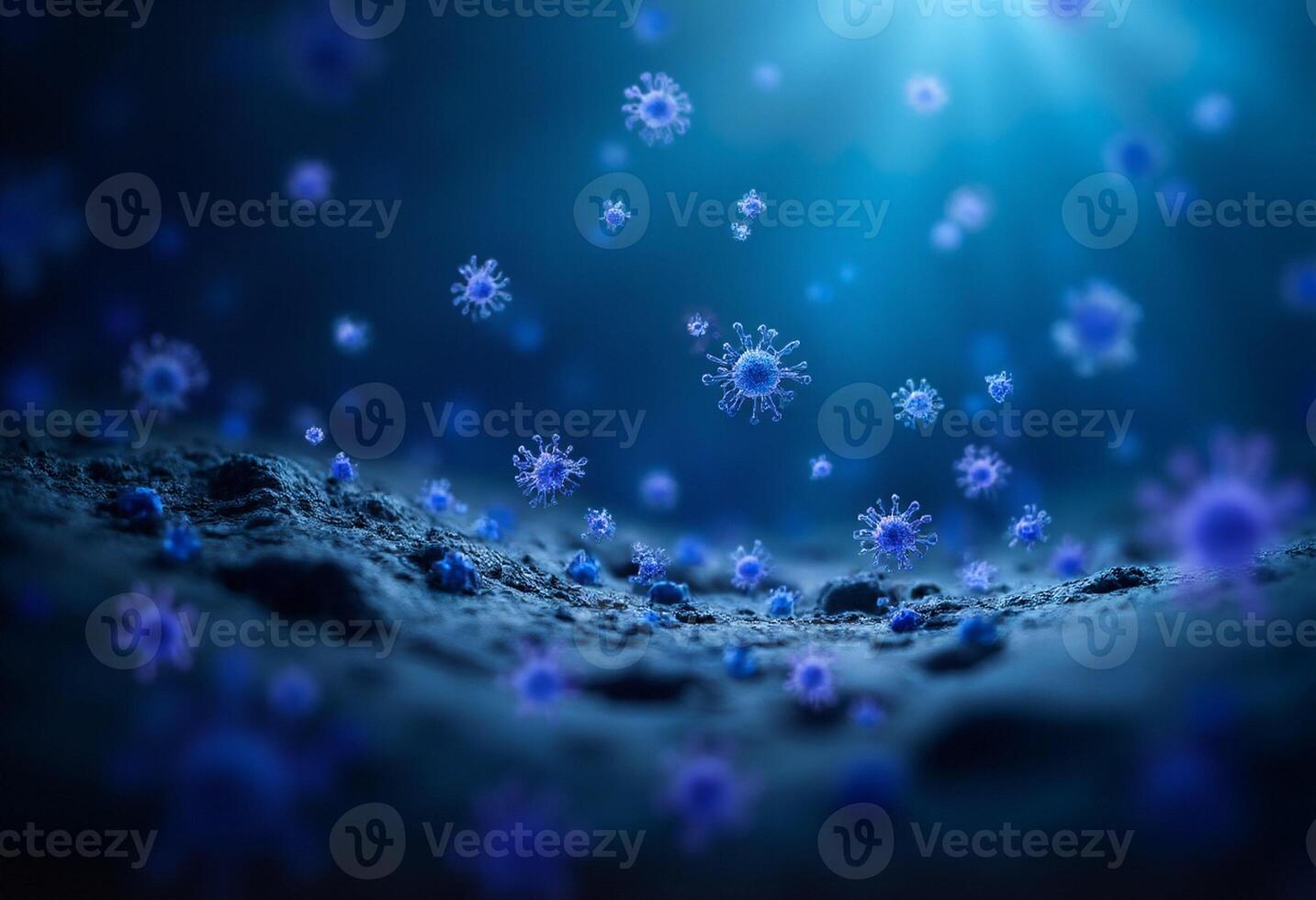 Flu Virus Close-Up in Blue Scene photo