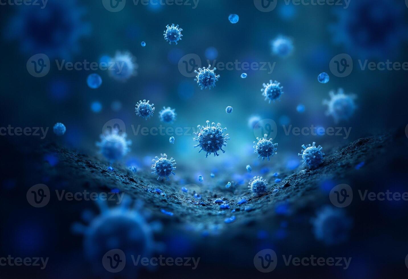 3D Infection Spread on Blue Background photo